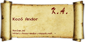 Kozó Andor névjegykártya