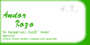 andor kozo business card